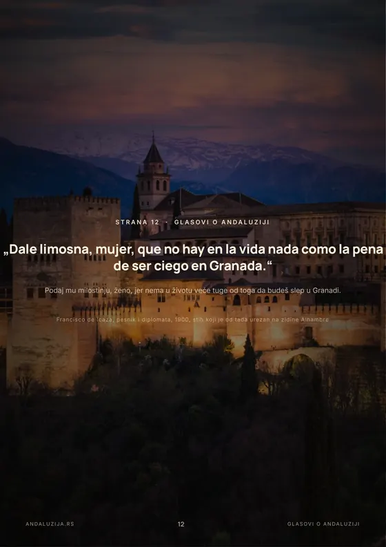 Glasovi o Andaluziji — stih Francisca de Icaze o Granadi